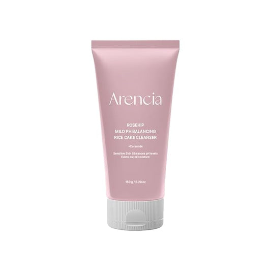 Rosehip Rice Cake Cleanser, pH Balancing Face Wash with Ceramide for Sensitive Skin, 5.29 oz