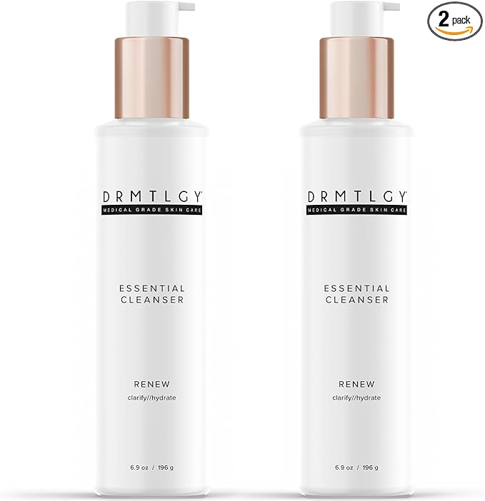 DRMTLGY Essential Facial Cleanser - Gentle Face Cleanser and Face Wash for Women and Men with Anti-Aging Peptides & Hyaluronic Acid. 6.9 fl oz, 2 Pack