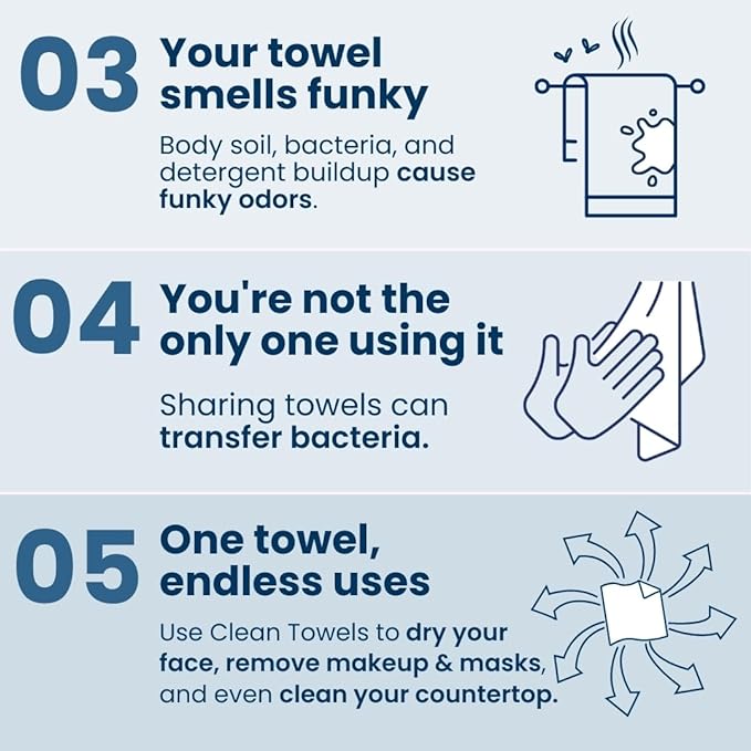Clean Skin Club Clean Towels XL, USDA Certified 100‪%‬ Biobased Dermatologist Approved Disposable Face Towelette, Facial Washcloth, Makeup Remover Dry Wipes, Ultra Soft, 150 count, 3 pack