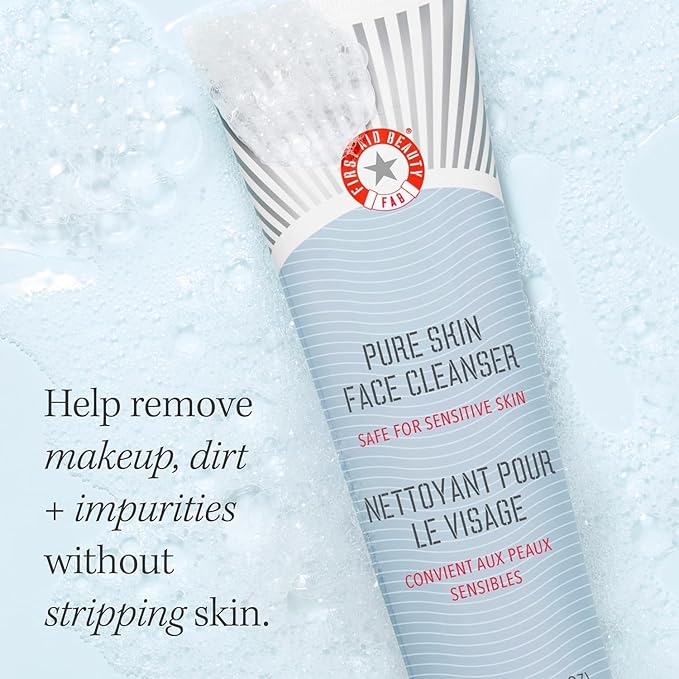 First Aid Beauty - Pure Skin Face Cleanser, Effectively Removes Makeup, Dirt, & Impurities, Gentle Cleanser Leaves skin Soft & Supple, Fragrance Free (5 oz, 2 ct)
