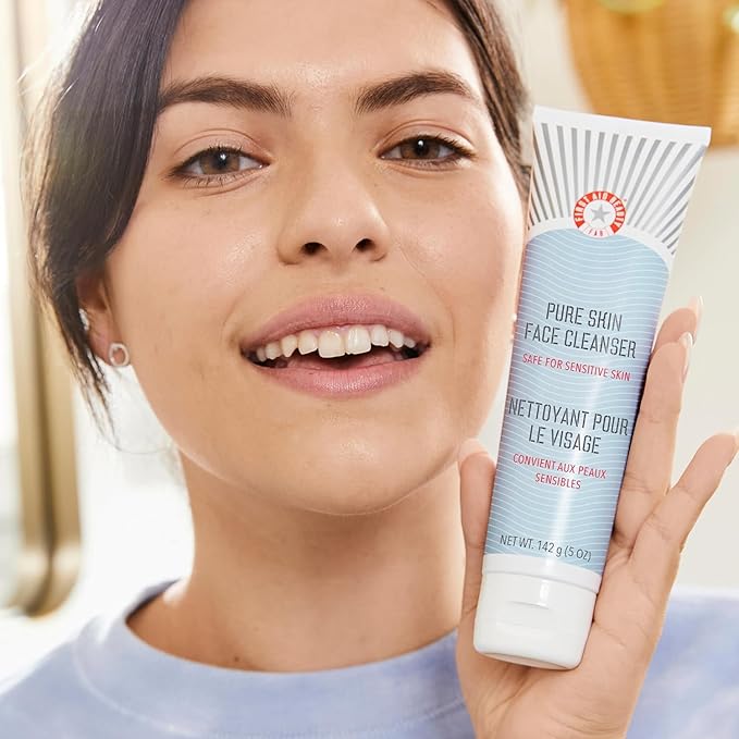 First Aid Beauty - Pure Skin Face Cleanser, Effectively Removes Makeup, Dirt, & Impurities, Gentle Cleanser Leaves Skin Soft & Supple, Fragrance Free, 2 oz, 3 ct