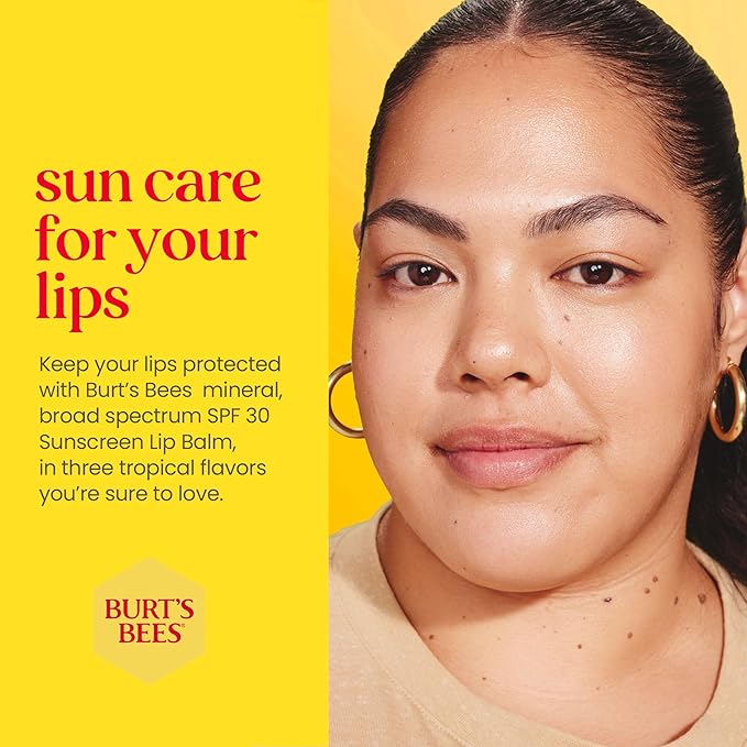 Burt’s Bees SPF 30 Lip Balm Mothers Day Gifts for Mom, Island Getaway - Coco Loco, Beaches & Cream, Tropic Like It's Hot, Water-Resistant Sun Care, Natural Origin Lip Treatment, 3 Tubes, 0.15 oz