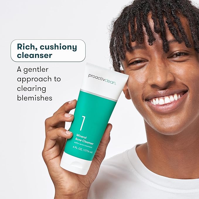 Proactiv Clean Mineral Acne Cleanser- Sulfur Acne Treatment Face Wash for Sensitive Skin- Gentle Daily Acne Cream Facial Cleanser with Soothing Chamomile- 6oz